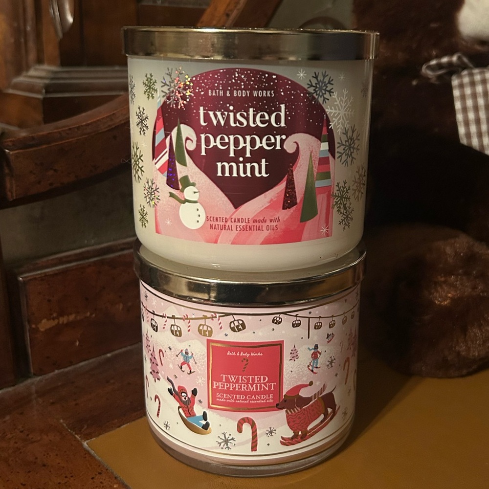 Bath & Body Works Twisted Peppermint Candle Set